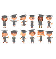 graduate kids graduation cartoon boy and girl vector image
