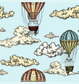 seamless pattern with antique air balloons in sky vector image vector image