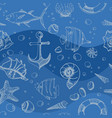 marine seamless pattern hand drawn sea elements vector image