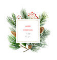 watercolor christmas frame with fir vector image