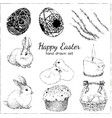 happy easter set with egg flower rabbit candle vector image