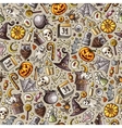 cartoon cute hand drawn halloween seamless pattern vector image vector image