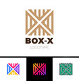 linear letter x logo monogram in line box or cube vector image
