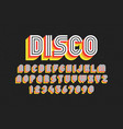 80s retro font disco style alphabet and numbers vector image