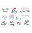 hello spring happy easter lettering typography set vector image