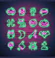 halloween neon icons vector image