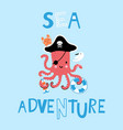 sea adventure children print or card with cute vector image