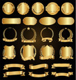collection golden badges labels laurels vector image