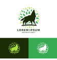 howling wolf leaf logo vector image