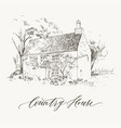 rural landscape with old farmhouse and garden vector image