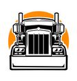 semi truck 18 wheeler front view silhouette black vector image vector image