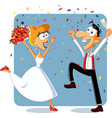 funny bride and groom dancing at their wedding vec vector image