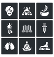 set of indian yoga icons yogi burning vector image