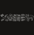 butcher shop blackboard cut beef meat vector image