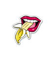 smiling womens mouth eating banana vector image