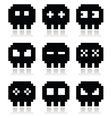 pixelated 8bit skull icons set vector image
