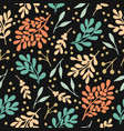 seamless pattern with plants on black background vector image