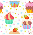 cute colorful seamless pattern with muffins vector image