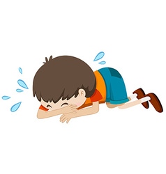 Little boy crying alone Royalty Free Vector Image