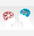 head silhouettes with gears and flowers vector image