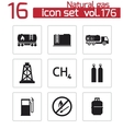 black natural gas icons set vector image
