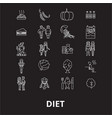 diet editable line icons set on black vector image
