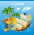 treasure island isometric game background vector image
