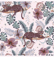 tropical pink seamless pattern lilac tiger palm vector image vector image