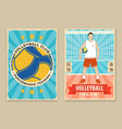 set of volleyball club retro poster banner design vector image vector image