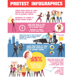 Protest actions infographics layout Royalty Free Vector