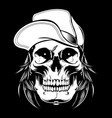 skull wearing cap hand drawingshirt designs vector image