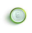 top view of green aluminum soda or beer can mockup vector image