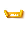 2022 new year banner gold paper ribbon vector image