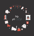 cute composition with hygge elements icons vector image vector image