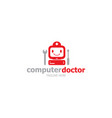 logo template computer doctor vector image vector image