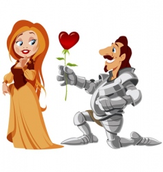 Knight protecting the princess Royalty Free Vector Image