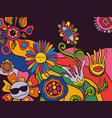 retro colorful psychedelic poster in 1970s vector image