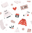 hygge seamless pattern with cozy things - cardigan vector image vector image