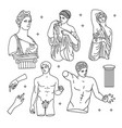 set of antique marble bodies greek gods vector image vector image