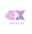 ex e x zebra lines letter logo design vector image