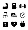 fitness black icons on white background vector image