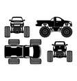 monster truck black icons vector image vector image