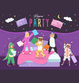 pajama party happy children fight with pillows vector image