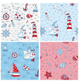 nautical sea backgrounds - set of seamless pattern vector image