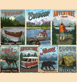 outdoor recreation vintage posters set vector image vector image