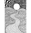 psychedelic landscape coloring page for adults vector image