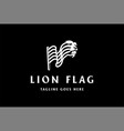 swoosh wave flag with lion tiger face logo design vector image vector image