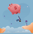 businessman hanging on a large piggy bank balloon vector image