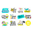 colorful cute hand drawn summer cards background vector image