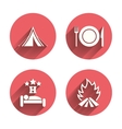 food sleep camping tent and fire signs vector image